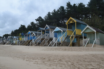 Charming beach huts at Wells-next-the-sea on the North Norfolk coast