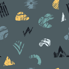 Vector abstract seamless pattern with natural and geometric motives.