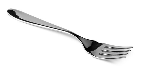 Silver dining fork isolated on white background