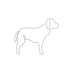 Dog one line drawing, vector illustration