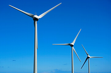 Wind Turbines generating clean Electricity , La Palma , Spain