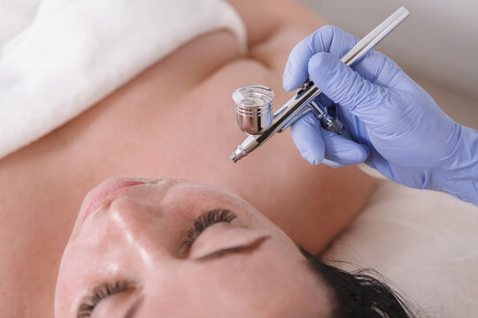 Cropped Close Up Of A Woman Getting Microdermabrasion Facial Skincare Treatment