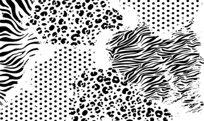 Fototapeta premium leopard, zebra and dot pattern vector