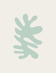 Fototapeta premium Matisse art inspired poster. Abstract vector minimalist wall art decor. Simple oraganic coral like shape in pastel colors on beige background with isolated worn out texture.