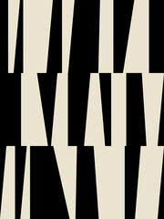 Mid century minimalist art. Simple geometric shapes in black on beige background. Inspired by retro Bauhaus style modern abstract geometric artwork.