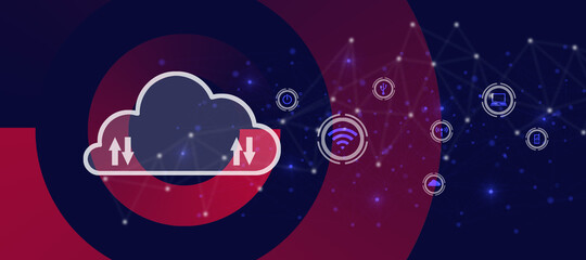 Naklejka premium 2d illustration uploading downloading arrow with cloud 