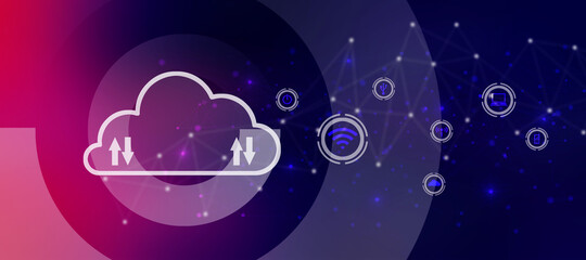 
2d illustration uploading downloading arrow with cloud 