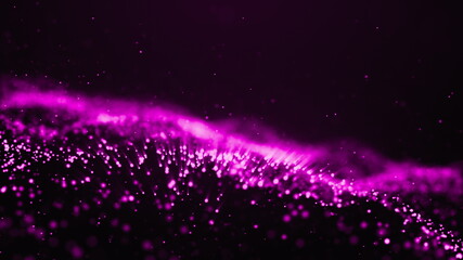 Abstract purpe Digital wave background BIG DATA universe dark blue 3d rendering animation blurred particle motion background shining shimmer and glitter particles stars sparks bokeh movement