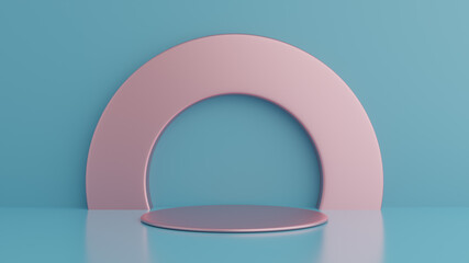 podium on blue background, product stand, 3d render