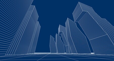 Fototapeta na wymiar city ​​abstract architecture 3d illustration background