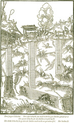 Ein Stollen und saigere Gänge. Georgius Agricola, Berg- und Hüttenwesen, 1556. 