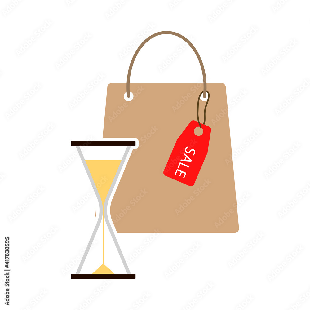 Poster Sale Bag With Hourglass Icon