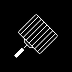 Grill grate dark mode glyph icon. Barbecue grid for cooking meat. BBQ appliance. Utensil for cookery. Tool for food prepration. White silhouette symbol on black space. Vector isolated illustration