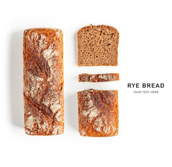 Fresh rye bread creative layout