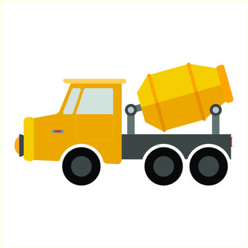 Cement carrier yellow on white background, vector illustration