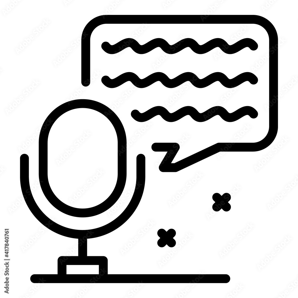 Poster speech control icon. outline speech control vector icon for web design isolated on white background