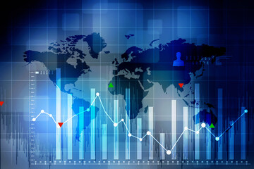 2d rendering Stock market online business concept. business Graph 
