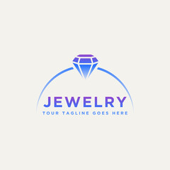 diamond ring jewelry simple logo template vector illustration design. simple modern boutique, weeding, jewelry logo concept