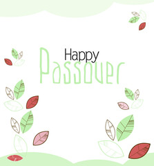 Happy Passover card with floral decoration, Passover in Hebrew. Vector illustration