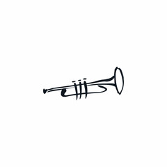 trumpet hand draw abstract logo design vector