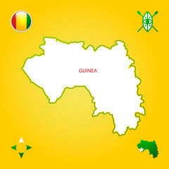 Simple outline map of Guinea with National Symbols