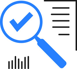 Magnifying glass like audit assess icon. identification vulnerable or advisor job in business icon