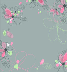 Card with floral decoration. Vector illustration