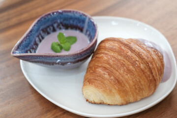 Fresh croissant breakfast.
