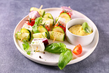 vegetable barbecue with dipping sauce
