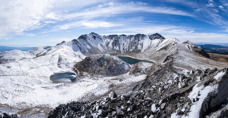 View over the crater from the peak of Nevado de Toluca Volcano in Mexico