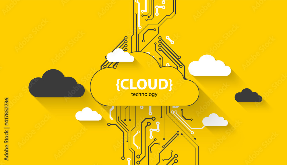 Poster cloud storage technology. integrated digital web concept background.