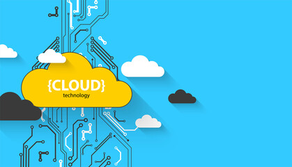 Cloud storage technology. Integrated digital web concept background.