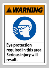 Warning Sign Eye Protection Required In This Area, Serious Injury Will Result