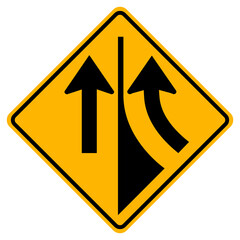 Warning road sign merging from the right