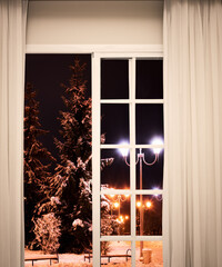 winter night outside the window