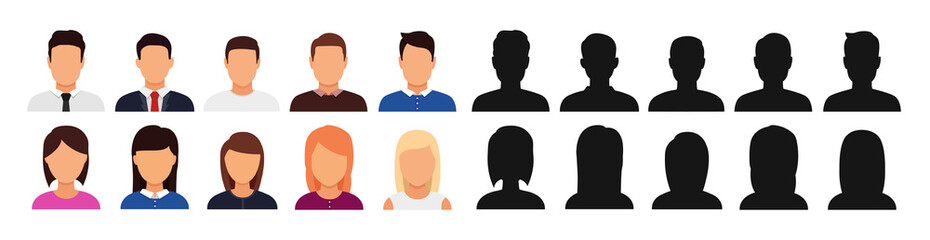 Fototapeta premium Man and woman silhouette icon. Avatar profile. Vector illustration.