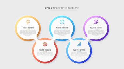 Five 5 Steps Options Business Infographic Modern Design Template	