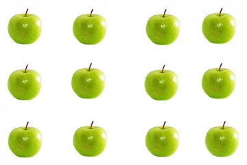 natural green fruit apple on white background