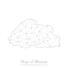 Vector map of Bhutan with trendy triangles design polygonal abstract. Vector illustration eps 10.