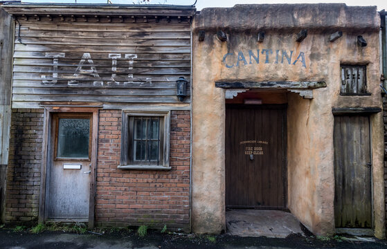 Jail and Cantina in a ghost town (wild town) in Morningside, Edinburgh in Scotland