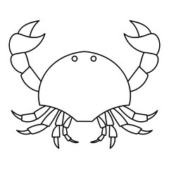 Crab graphic icon. Sea crab black contour isolated on white background. Vector illustration