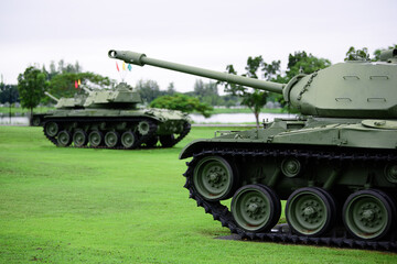 military tank in the garden