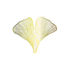 Ginkgo biloba golden leaf vector illustration isolated on white background. 2021 colors. Plant graphic element