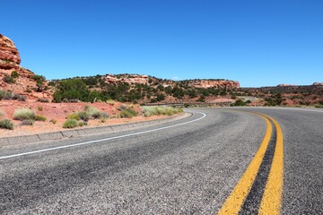 Fototapeta na wymiar American road - Utah scenic road. American travel destination.