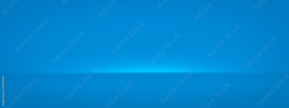 Poster Blue abstract wide background and light backdrop room with empty blank gradient wallpaper blur design. 3D rendering.