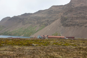 South Georgia. Capital Grytviken - view on a cloudy winter day