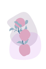 Apples on a branch. Vector cartoon flat creative illustration