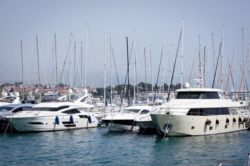 White boats in the port of Split, Croatia