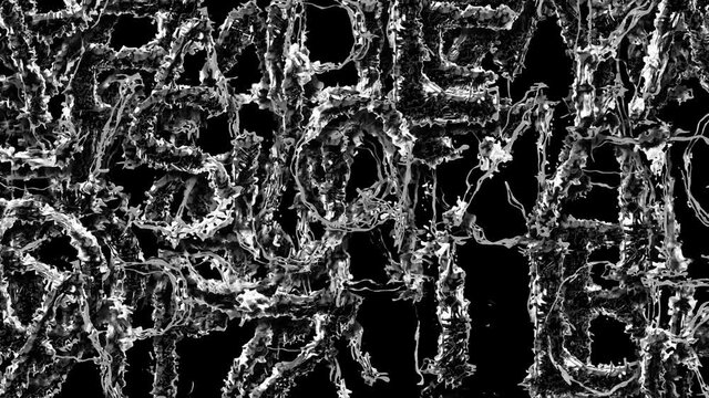 Wall from Black Liquids Letters 3 - Black Liquids Letter is a yo stock motion graphics clip that shows grungey letters. The letters form the shapes of the new letters to be used.