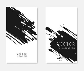 Abstract ink brush banners set with grunge effect